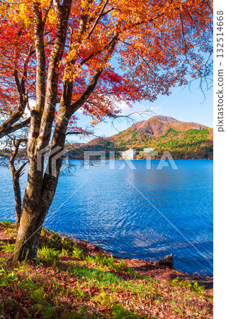Mount Haruna, Lake Haruna, and Mount Kamikabe (Autumn) 132514668