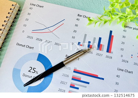Business graphs and pen 132514675
