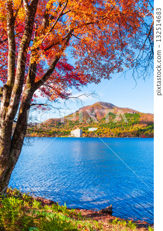 Mount Haruna, Lake Haruna, and Mount Kamikabe (Autumn) 132514683
