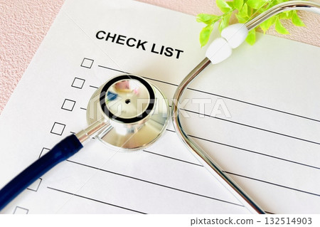 Checklist and stethoscope Checklist and stethoscope 132514903
