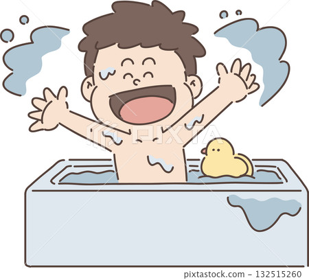 For childcare, welfare, and education | Boy's pose collection [Boy taking a bath] 132515260