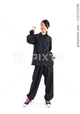A woman in a sauna suit 132515296