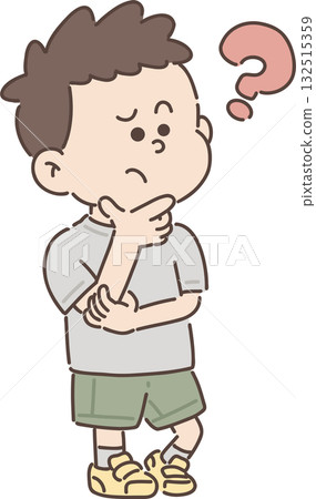 Childcare, welfare, and education | Boys' pose collection [Thinking boy] 132515359