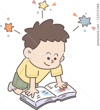 For childcare, welfare, and education | Boy's pose collection [Boy reading a book] 132515366
