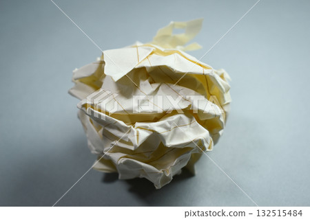 round lump paper on grey background, recycle used paper round lump paper on grey background, recycle used paper 132515484