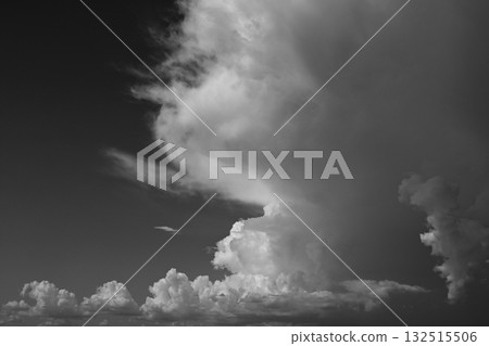 black and white image, buautiful sky with cloud in rainy day 132515506
