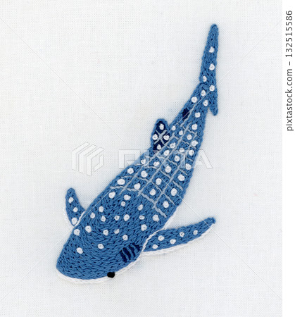 Blue whale shark embroidery Blue whale shark embroidery 132515586