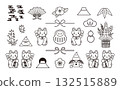 New Year's illustration set (line) 132515889