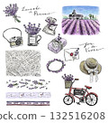Lavender and Provence goods watercolor illustration set (transparent PNG) 132516208