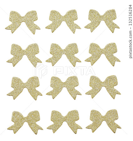 Gold Glitter Ribbon Christmas Ornaments (Set of 12/White Background) 132516284