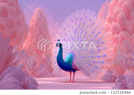 優雅的孔雀與神秘的風景 132516466