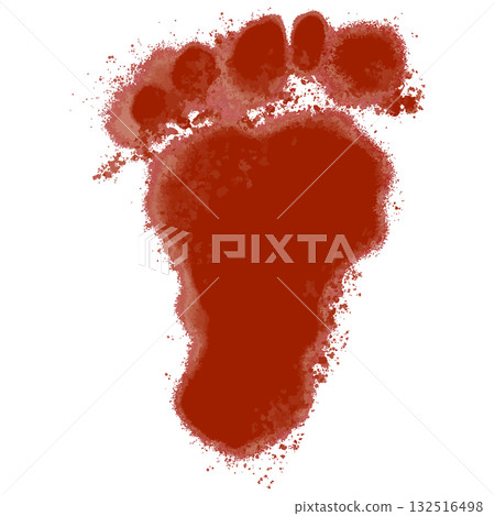 Scary footprints with blood splatter silhouette 132516498