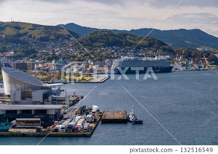 Nagasaki City, Nagasaki Prefecture: Streets overlooking the sea Nagasaki City, Nagasaki Prefecture: Streets overlooking the sea 132516549
