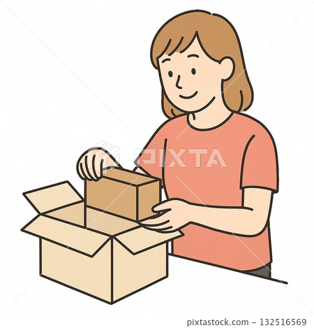 Employment support, vocational training, light work (cleaning, stickering, box packing) illustrations Employment support, vocational training, light work (cleaning, stickering, box packing) illustrations 132516569