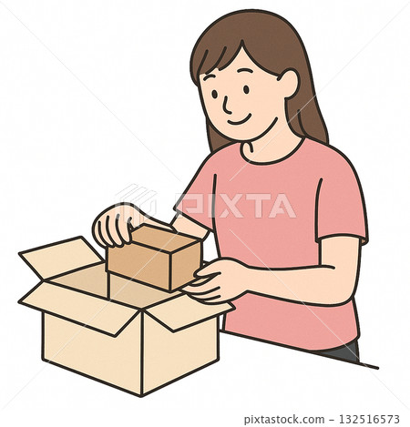 Employment support, vocational training, light work (cleaning, stickering, box packing) illustrations 132516573