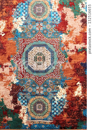 豪華土耳其地毯圖案，雙結編織 132516655