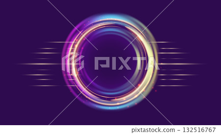 Holographic gold ring portal with neon energy effect Holographic gold ring portal with neon energy effect 132516767