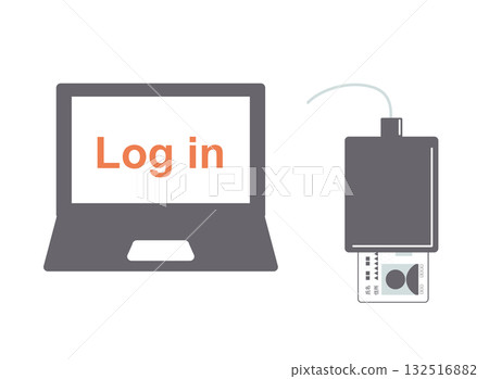 Illustration of logging in by reading your My Number card with an IC card reader 132516882