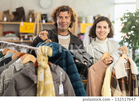 couple at the outerwear sale 132517647