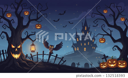 Simple and cute Halloween banner illustration Simple and cute Halloween banner illustration 132518393