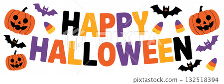 Simple and cute Halloween banner illustration Simple and cute Halloween banner illustration 132518394