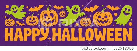 Simple and cute Halloween banner illustration 132518396