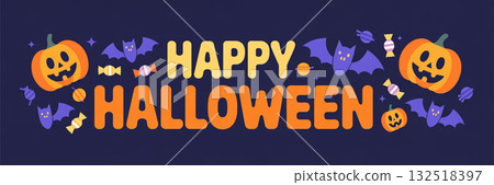 Simple and cute Halloween banner illustration 132518397