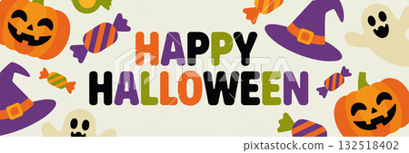 Simple and cute Halloween banner illustration Simple and cute Halloween banner illustration 132518402