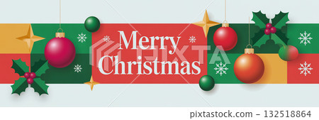 簡單可愛的聖誕橫幅插圖 132518864