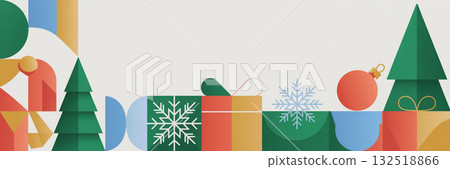 簡單可愛的聖誕橫幅插圖 132518866