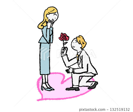 Kneel down and propose with roses 132519132