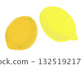 Illustration of yellow lemons, whole, two, white background 132519217