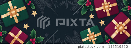 簡單而華麗的聖誕橫幅插圖 132519230