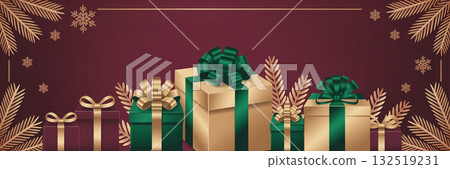 簡單而華麗的聖誕橫幅插圖 132519231