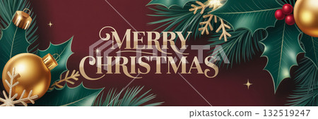 簡單而華麗的聖誕橫幅插圖 132519247