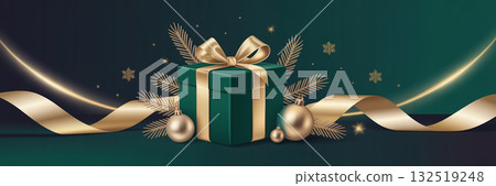 簡單而華麗的聖誕橫幅插圖 132519248