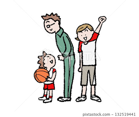 親子籃球加油插畫 132519441