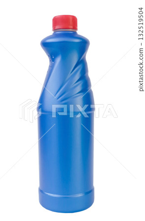 Blue plastic bottle with cleaning products isolated on white background 132519504