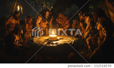 Illuminated bonfire at night 132519570