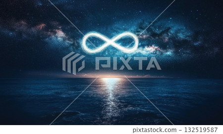 infinite cosmos over ocean 132519587