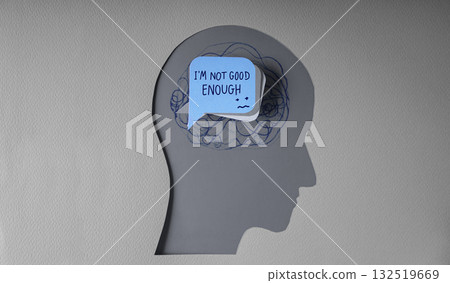 Mind, Mental Health and Self Talk Concepts. Speech Bubble with the Negative Mindset 132519669