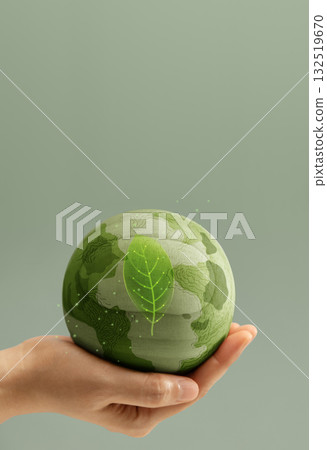 Earth in hands symbolizing sustainability, Recyling and Renewable 132519670