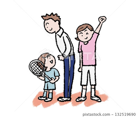 親子網球、羽球加油場景 親子網球、羽球加油場景 132519690