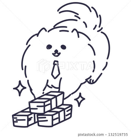 一位獲得足夠錢的波美拉尼亞工作成年人的線條畫 132519735