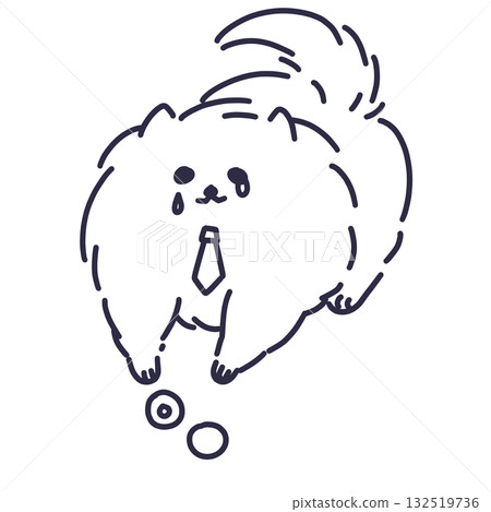 在公司工作卻沒有得到足夠報酬的博美犬的線條畫 在公司工作卻沒有得到足夠報酬的博美犬的線條畫 132519736