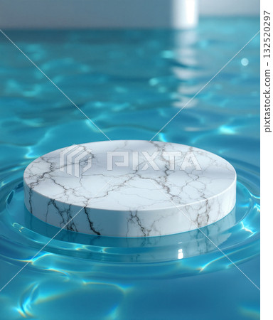 浮在水面上的白色圓形大理石平台 夏日用品 美容產品 化妝品 清爽產品展示平台廣告橫條廣告單素材圖片 浮在水面上的白色圓形大理石平台 夏日用品 美容產品 化妝品 清爽產品展示平台廣告橫條廣告單素材圖片 132520297
