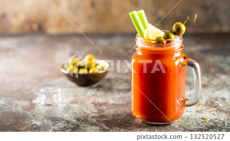 Bloody Mary Mason Jar . Drinks concept. Generated Image Bloody Mary Mason Jar . Drinks concept. Generated Image 132520527