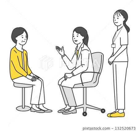 醫生和護士檢查病人的簡單插圖 132520673