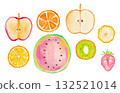 Fruits, fruits, cut fruits, cut fruit illustrations 132521014