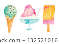 Watercolor shaved ice and ice cream set 132521016